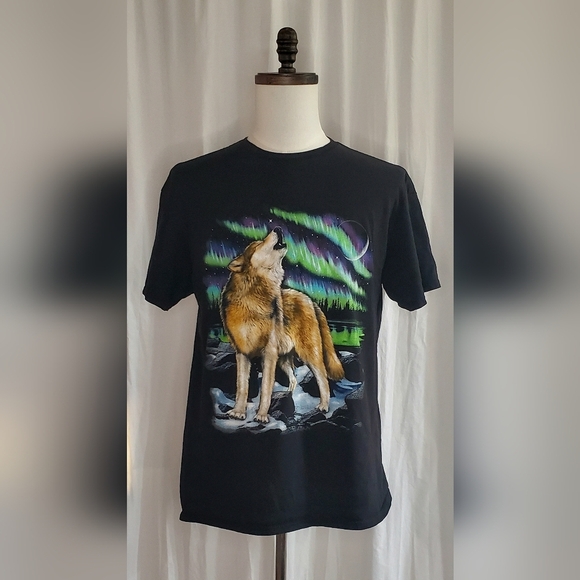 Vtg Timberwolf/Wolf Delta Pro Weight T-shirt Unisex Large Black Neon Psychedelic - Picture 1 of 8